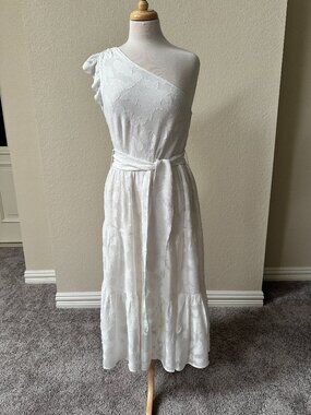 Karina Grimaldi Revolve Sandrine White One Shoulder Midi Dress Sz M